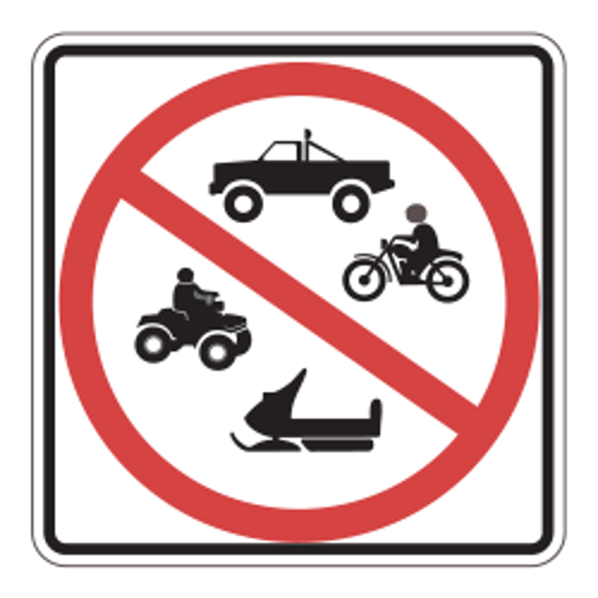 Sign of No Motorized vehicles