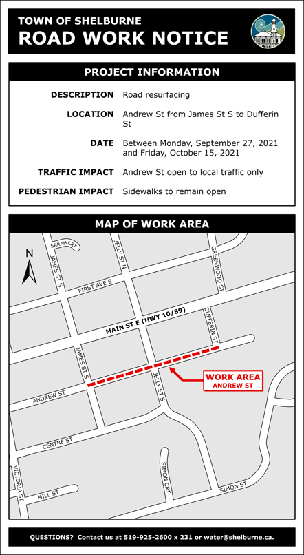 Andrew Street: (James Street to Dufferin Street)