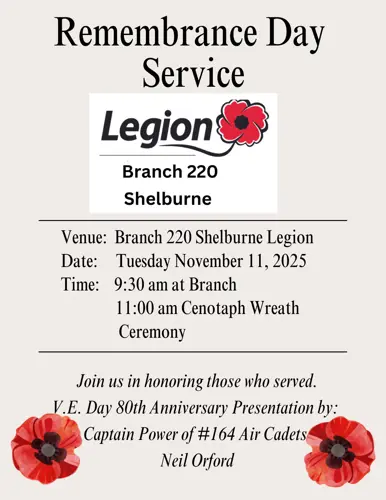 Shelburne Legion 2025 Remembrance Day Poster