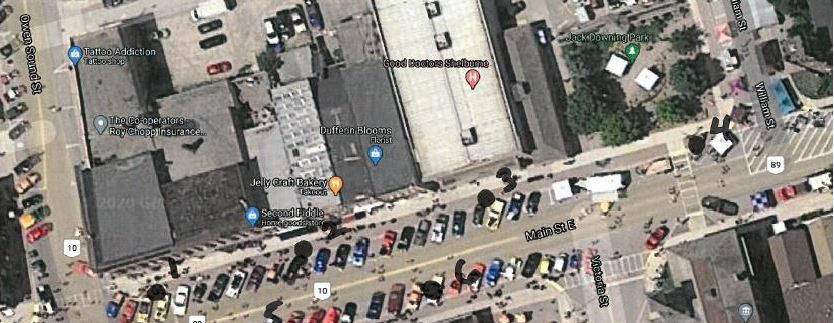 aerial view of downtown Shelburne