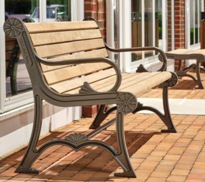 6 or 8 ft Park Bench with cast iron and composite wood seat and back