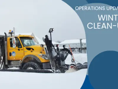 Town of Shelburne Snow Plow, text &quot;Operations Winter Clean-Up&quot;