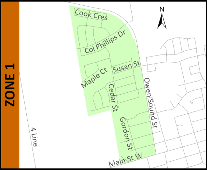 Map of zone 1 loose leaf collection