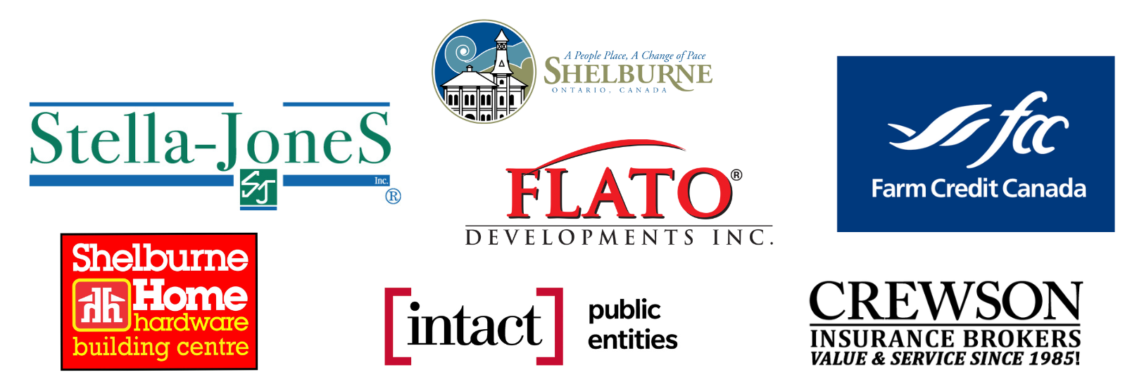 Garden sponsor's Town of Shelburne, Stella Jones, Farm Credit, Intact Insurance, Crewson Insuranc, Shelburne Home Hardware