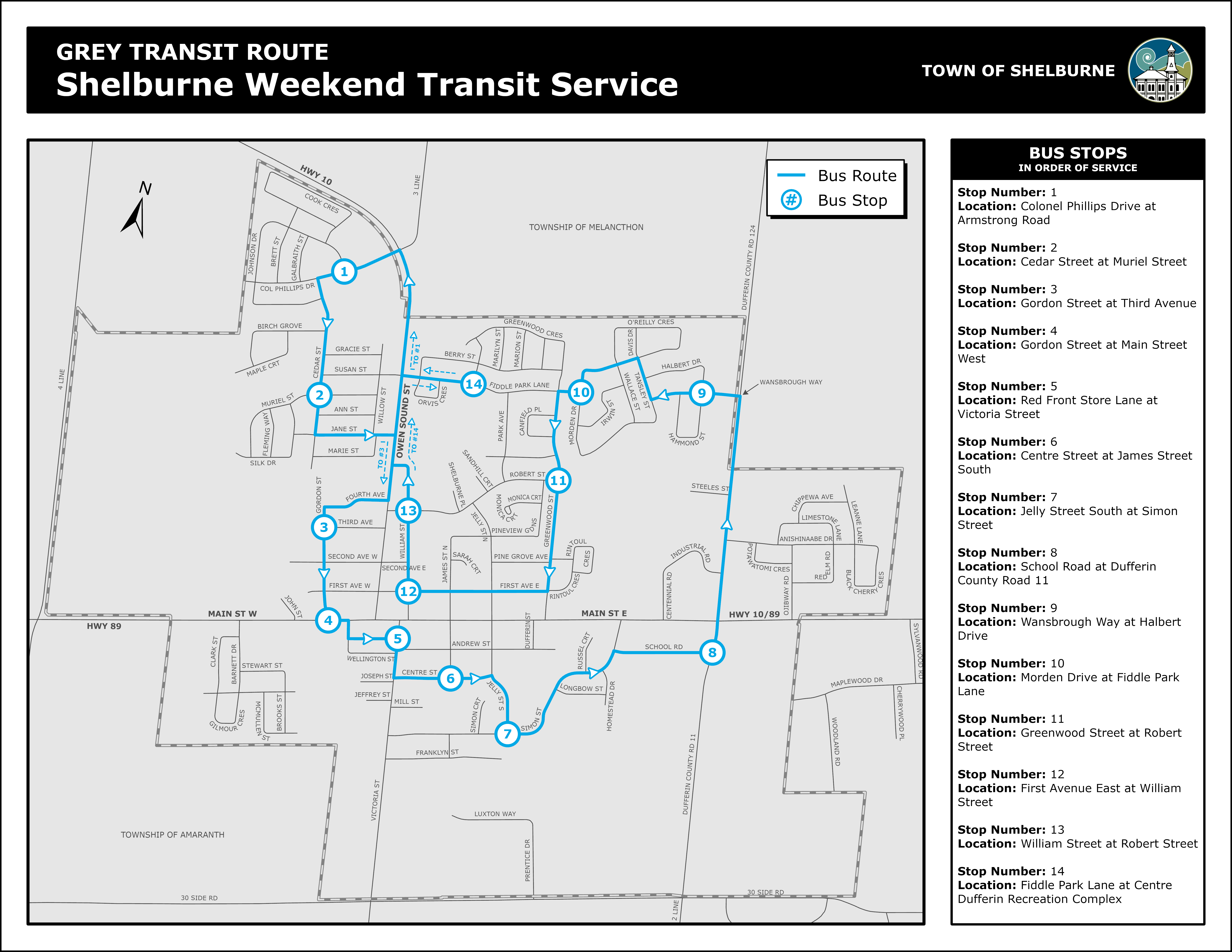 Map of Bus stops