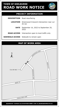 Road Resurfacing - Area 3 - Greenwood Crescent