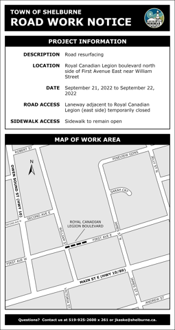 Road Resurfacing - Area 7 - Royal Canadian Legion