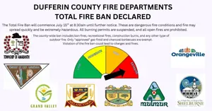 Total Fire Ban Declared in Dufferin County July 15, 2026