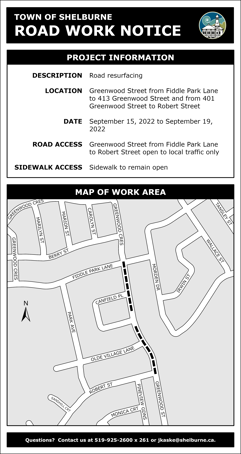 Road Resurfacing - Area 1 - Greenwood Street