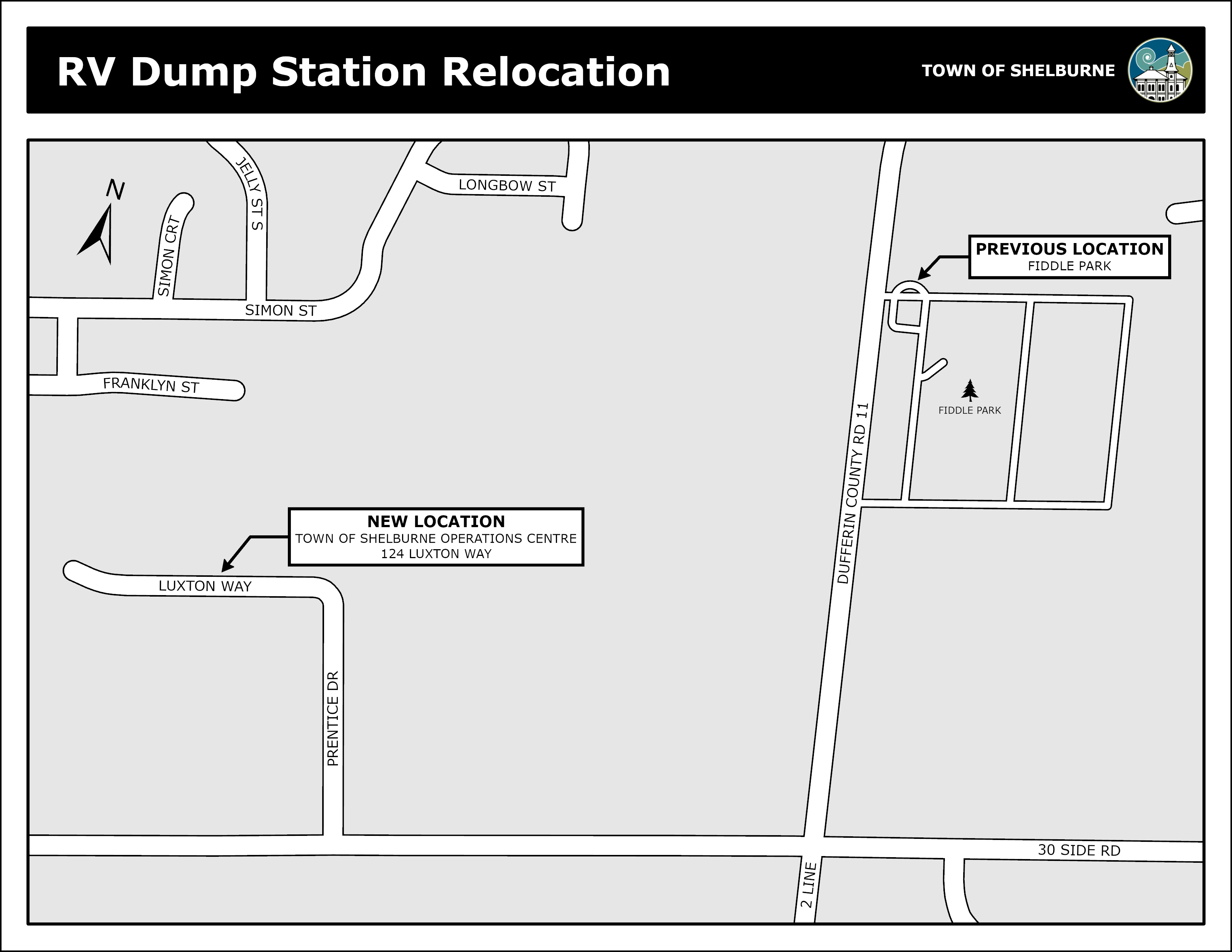 Map of the new location of the dumping station: 124 Luxton Way
